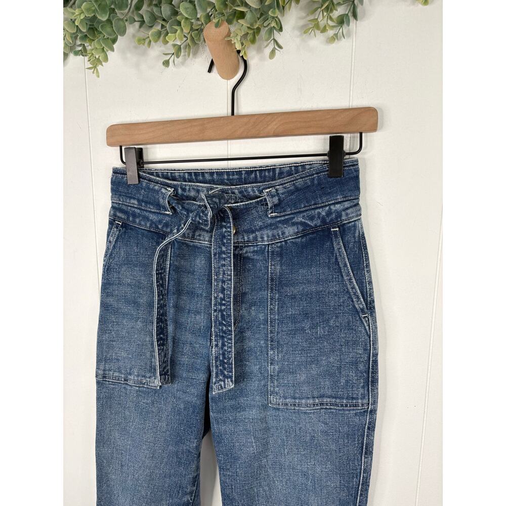 Abercrombie & Fitch High Rise Belted Straight Leg Jeans Size 2 Utility Paperbag - Picture 2 of 7